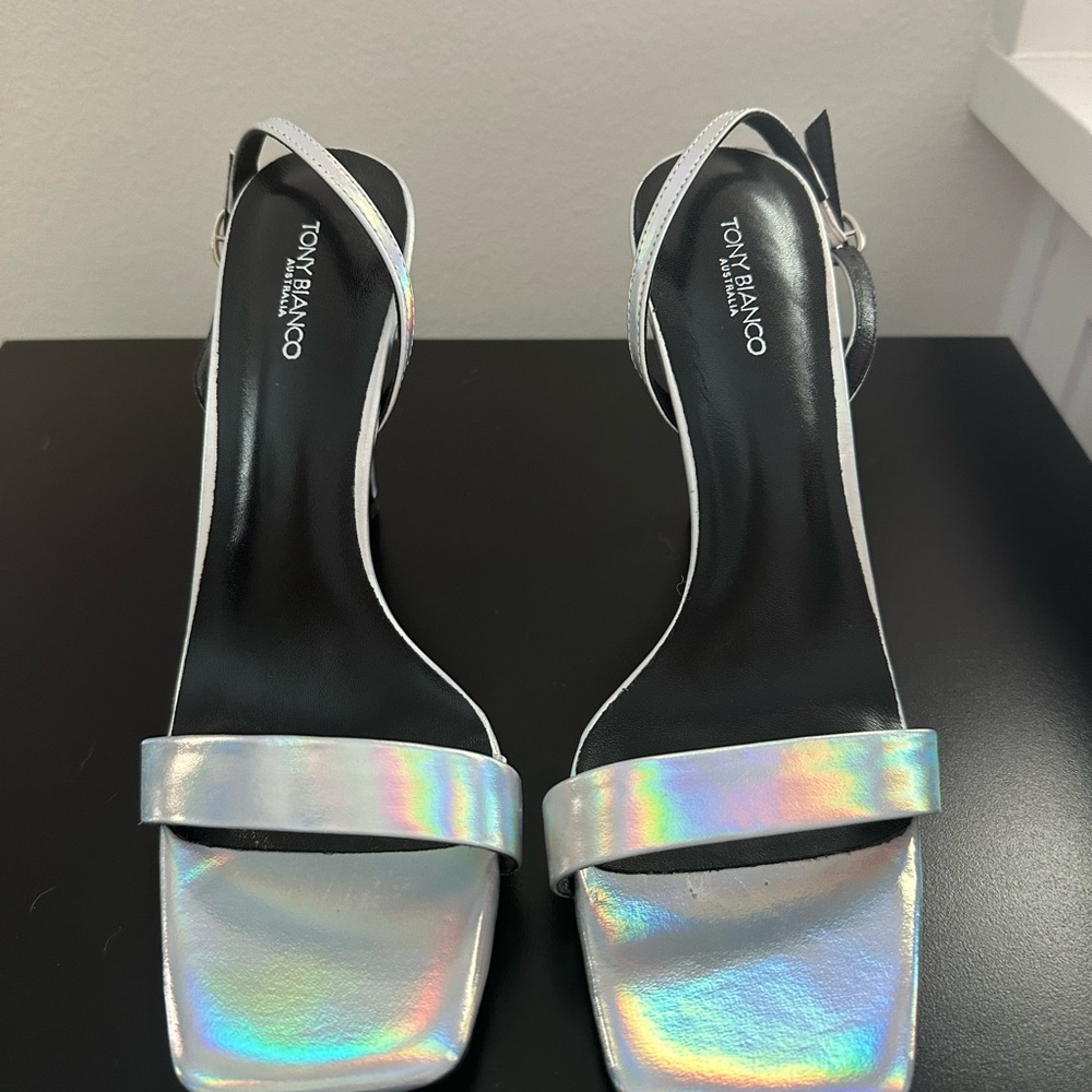Tony Bianco Iridescent Silver Heels